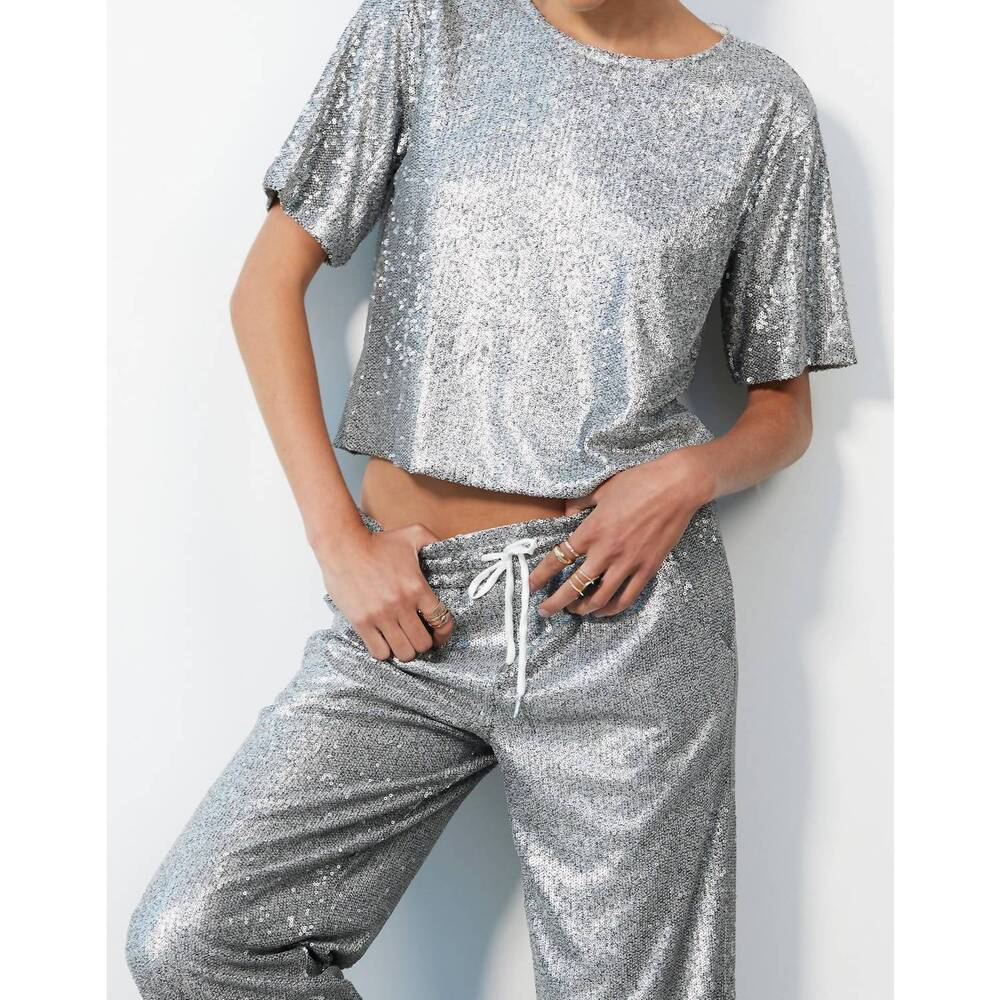 NEW BOBI keyhole back cropped tee in gunmetal - Picture 1 of 4